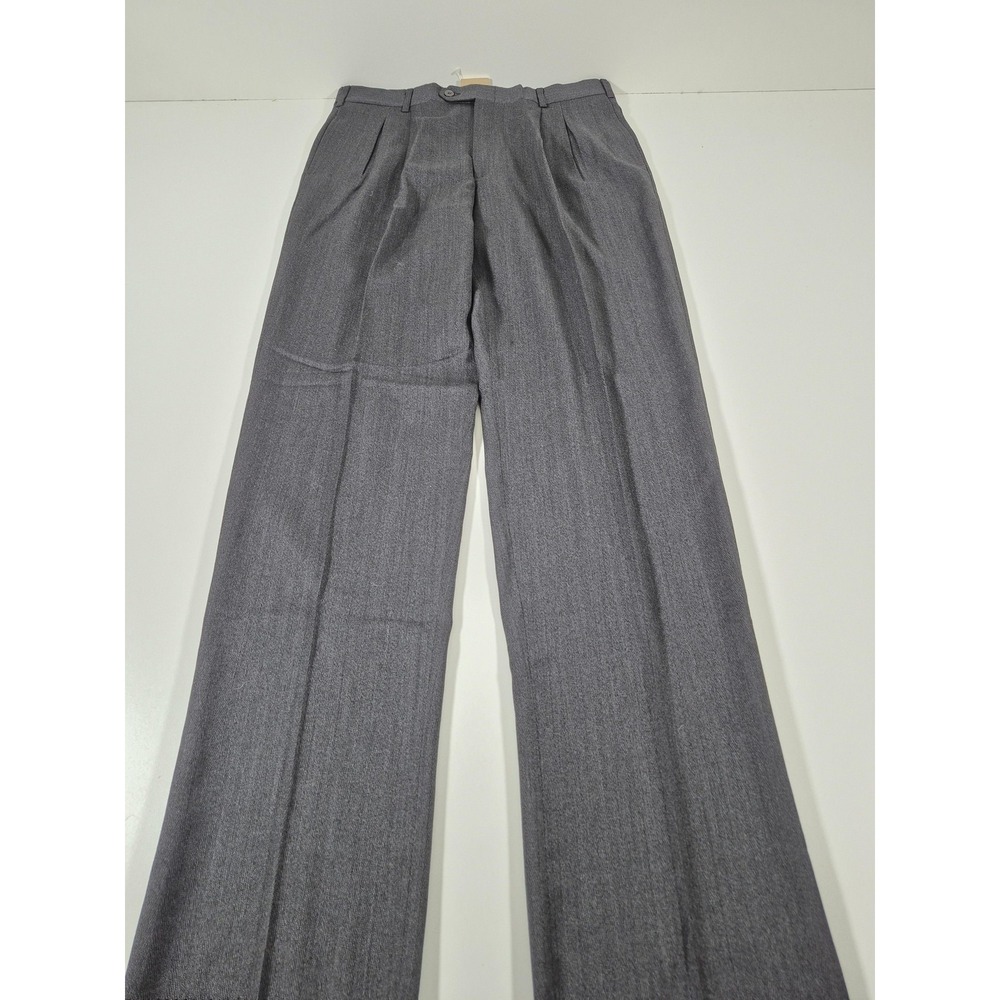 VTG Krizia Dress Pants Mens 36x36 Gray Wool Herringbone Pleated Classic NWT